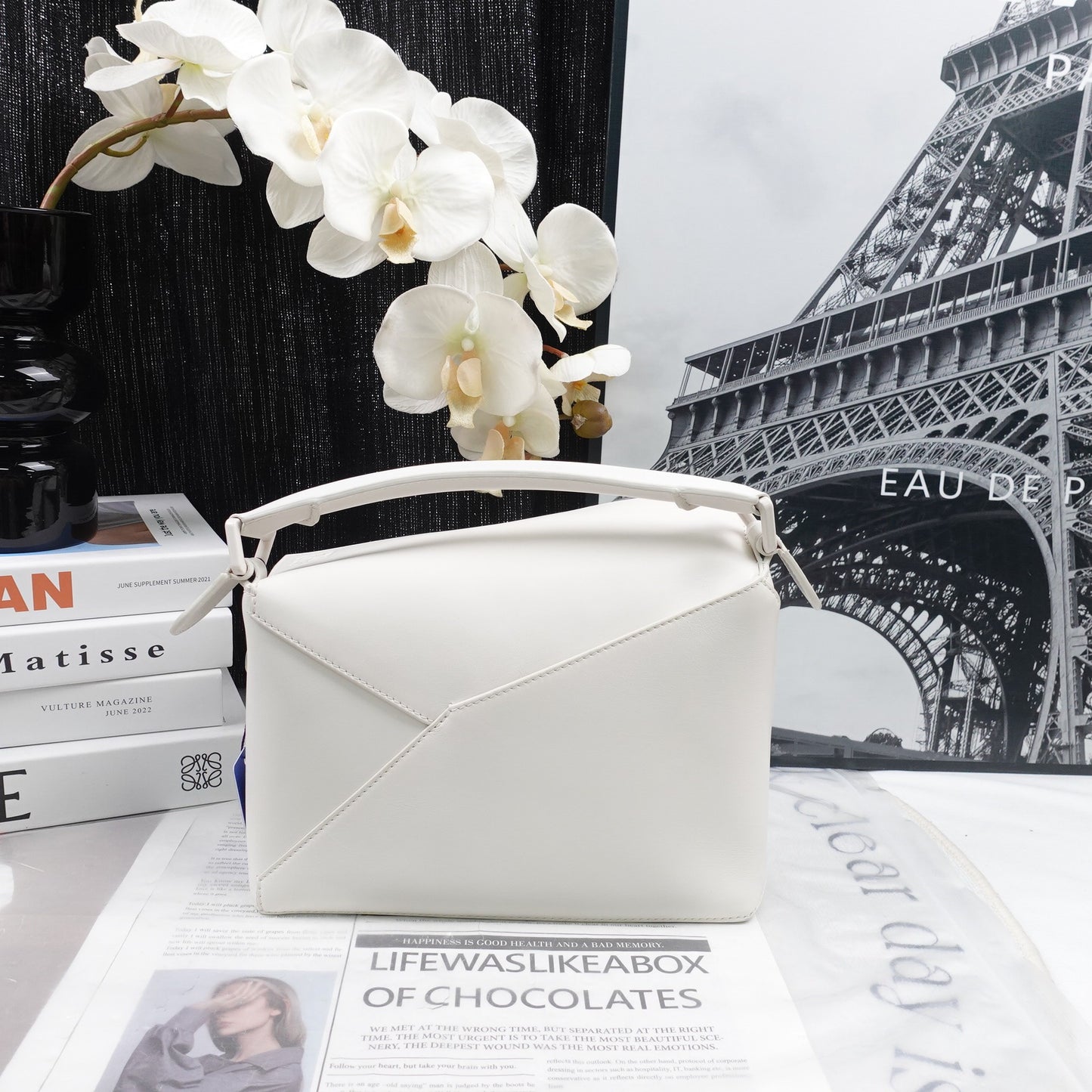 Pre-owned Loewe Puzzle Edge White Calfskin Shoulder Bag