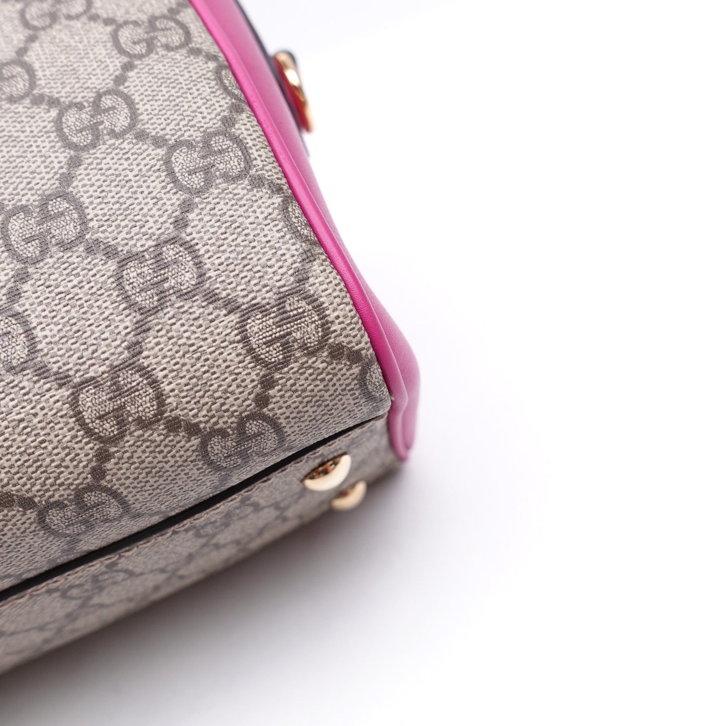 Pre-owned Gucci Boston Monogram&Pink Coated Canvas Shoulder Bag