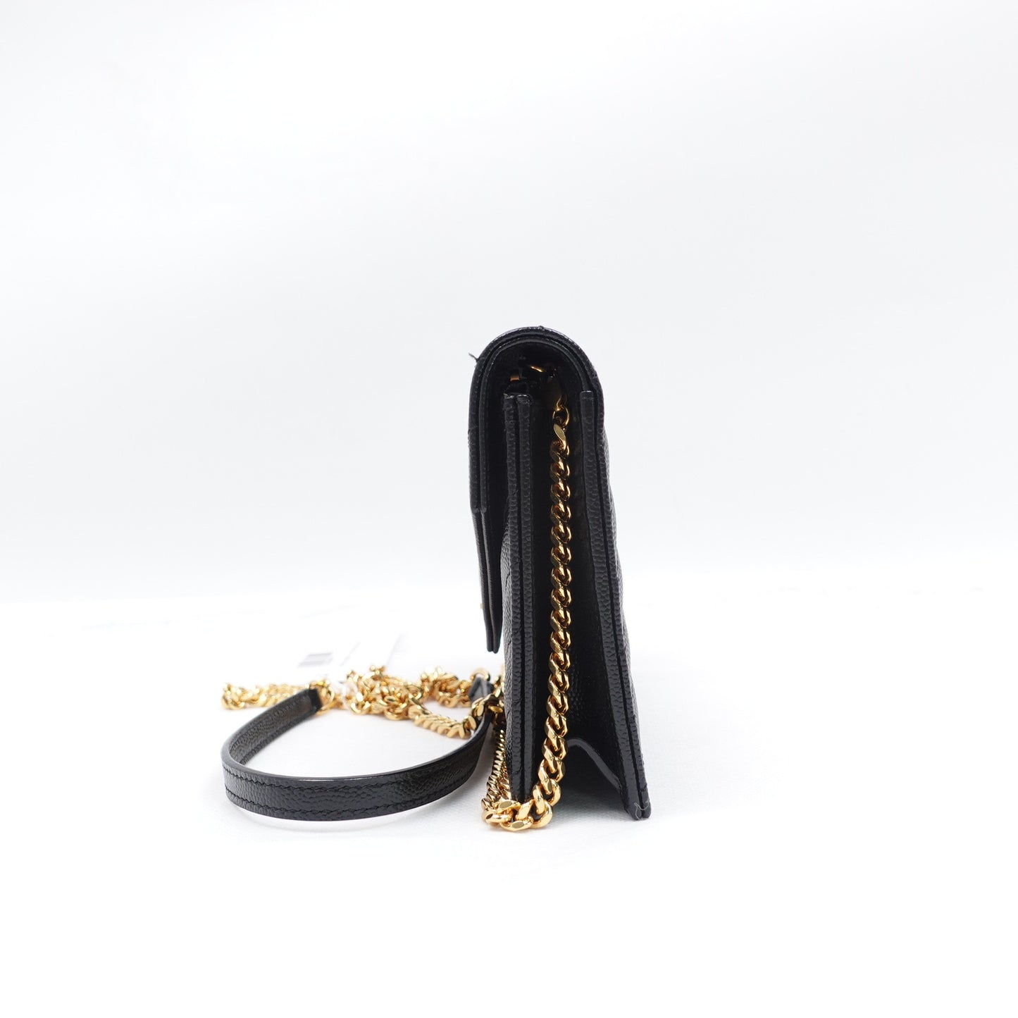 Pre-owned Saint Laurent Envelope Black Calfskin Shoulder Bag&WOC