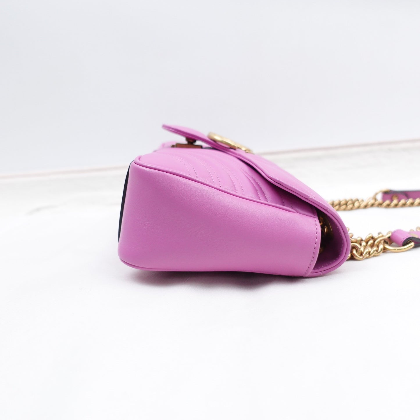 Pre-owned Gucci Marmont Purple Calfskin Shoulder Bag T10301492