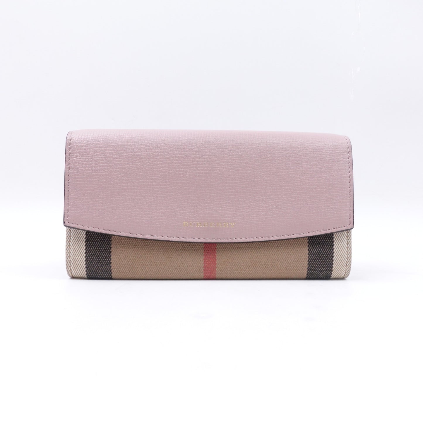 Pre-owed Burberry Pink Calfskin Long Wallet