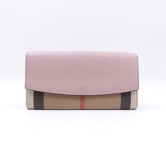 Pre-owed Burberry Pink Calfskin Long Wallet