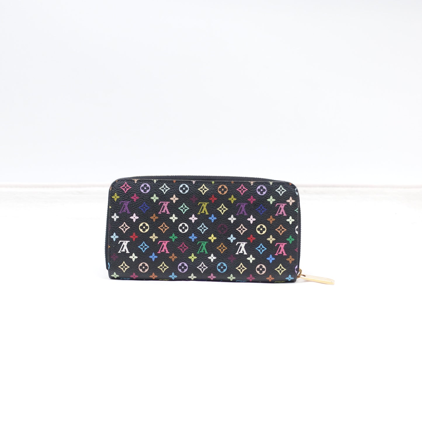 Pre-owned Louis Vuitton Zippy Black Multicolor Coated Canvas Wallet