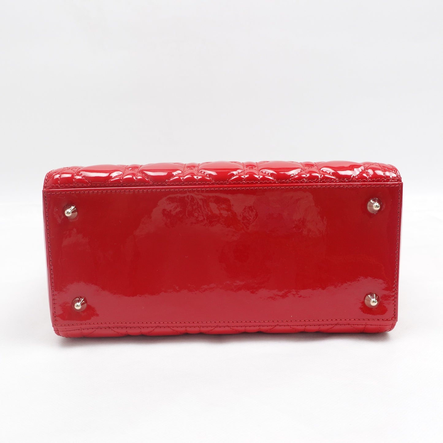 Pre-owned Dior Lady Dior Medium Red Patent Shoulder Bag