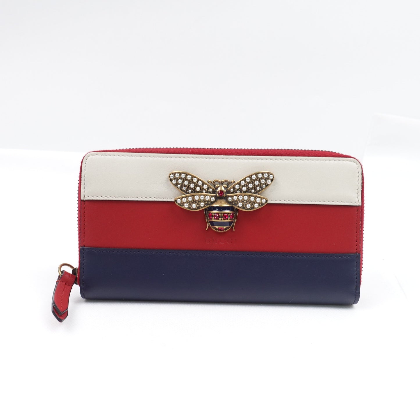 Pre-owned Gucci Queen Margaret Red&Blue Calfskin Long Wallet