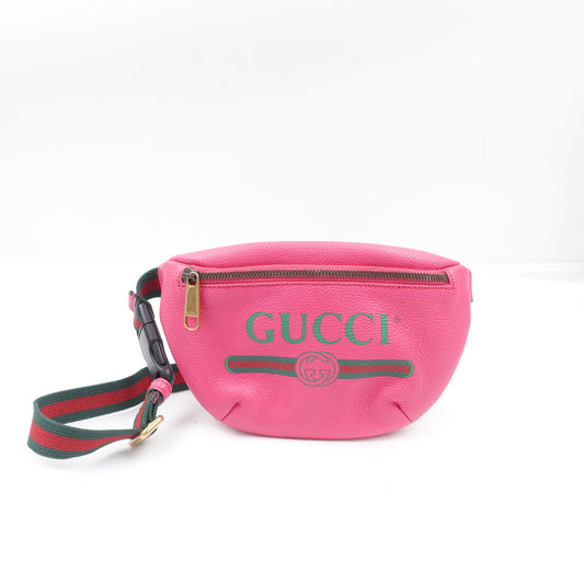 [Deal] Pre-owned Gucci Print Fuchsia Pink Calfskin Belt Bag