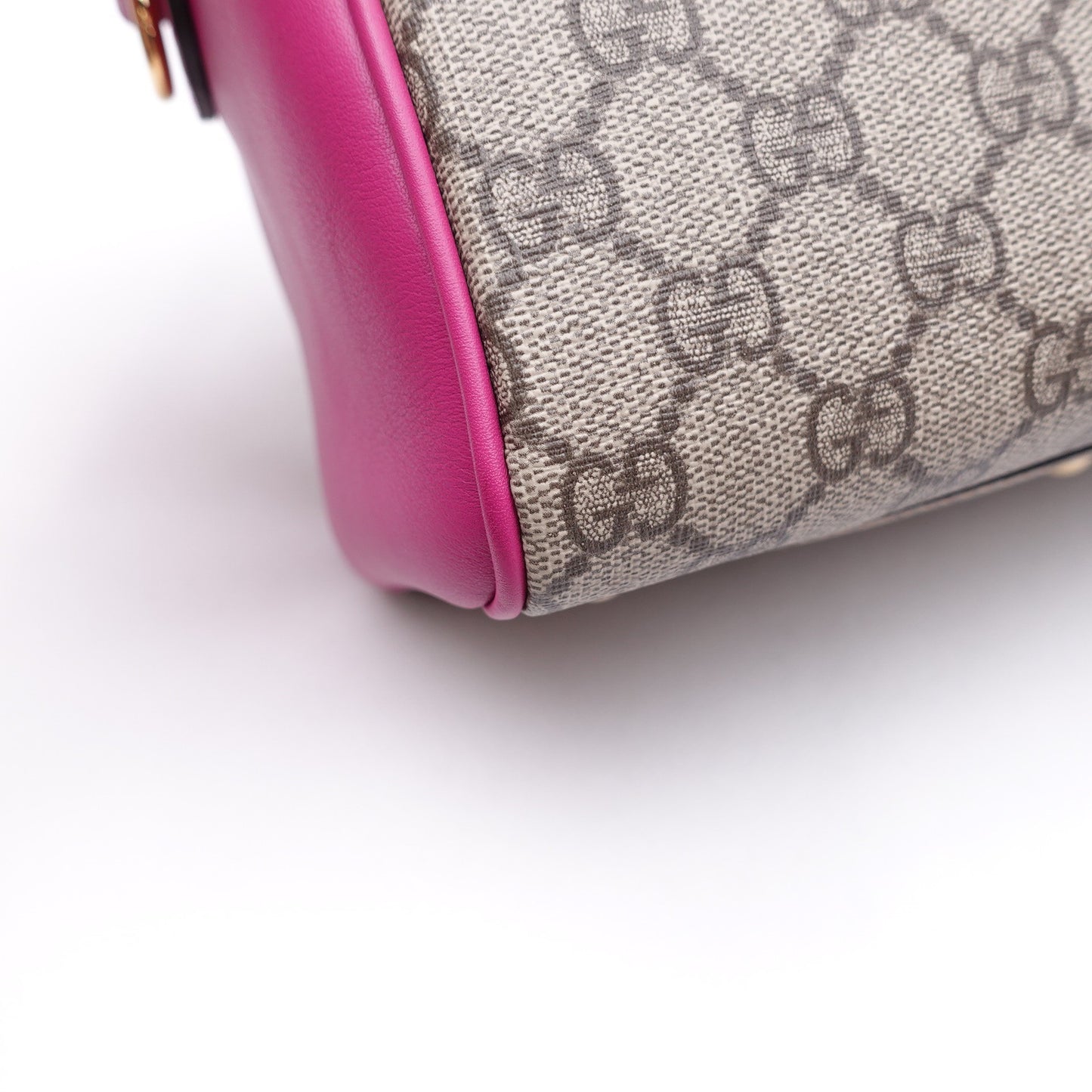 Pre-owned Gucci Boston Monogram&Pink Coated Canvas Shoulder Bag