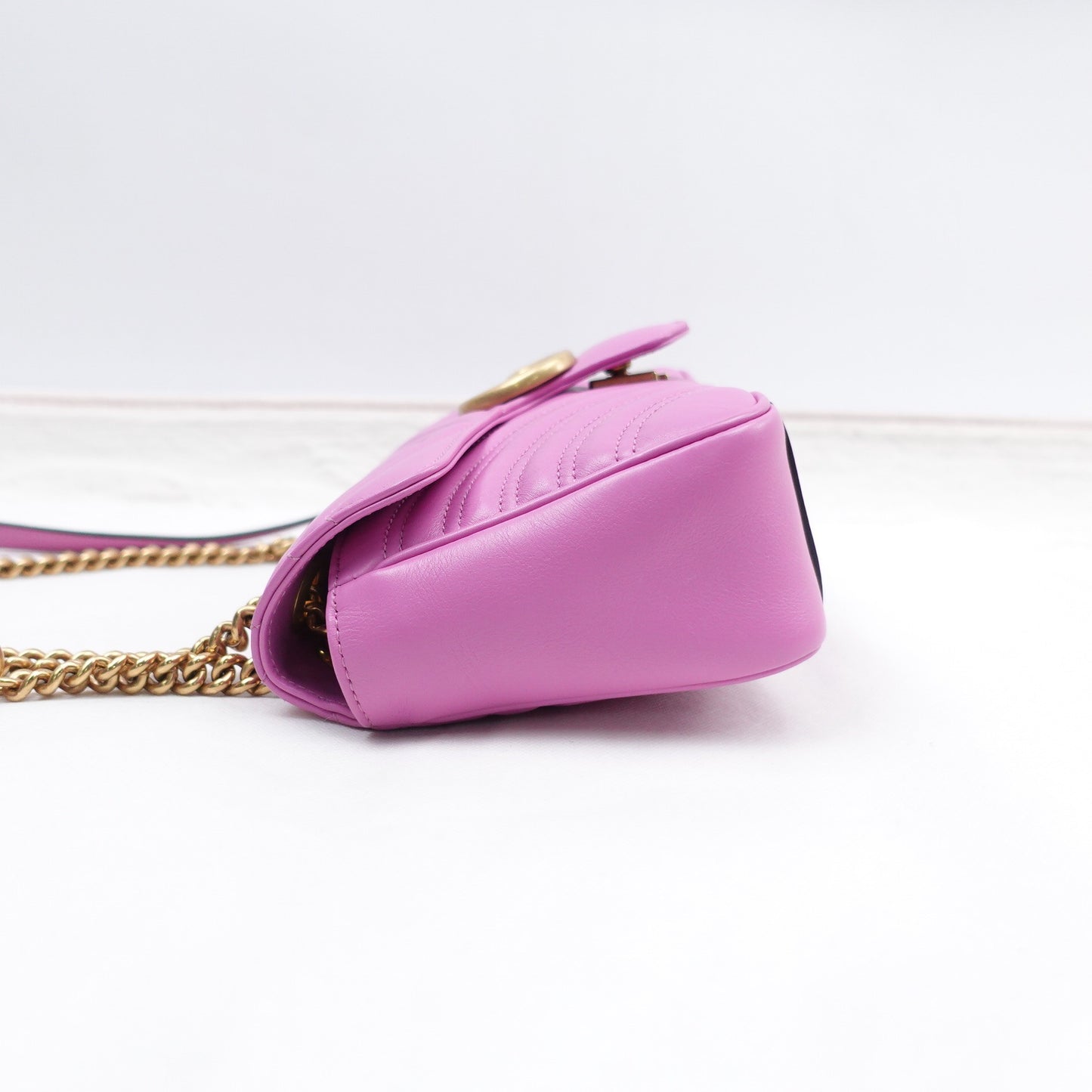 Pre-owned Gucci Marmont Purple Calfskin Shoulder Bag T10301492