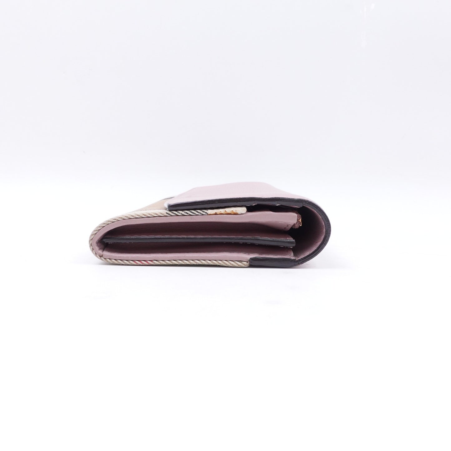 Pre-owed Burberry Pink Calfskin Long Wallet