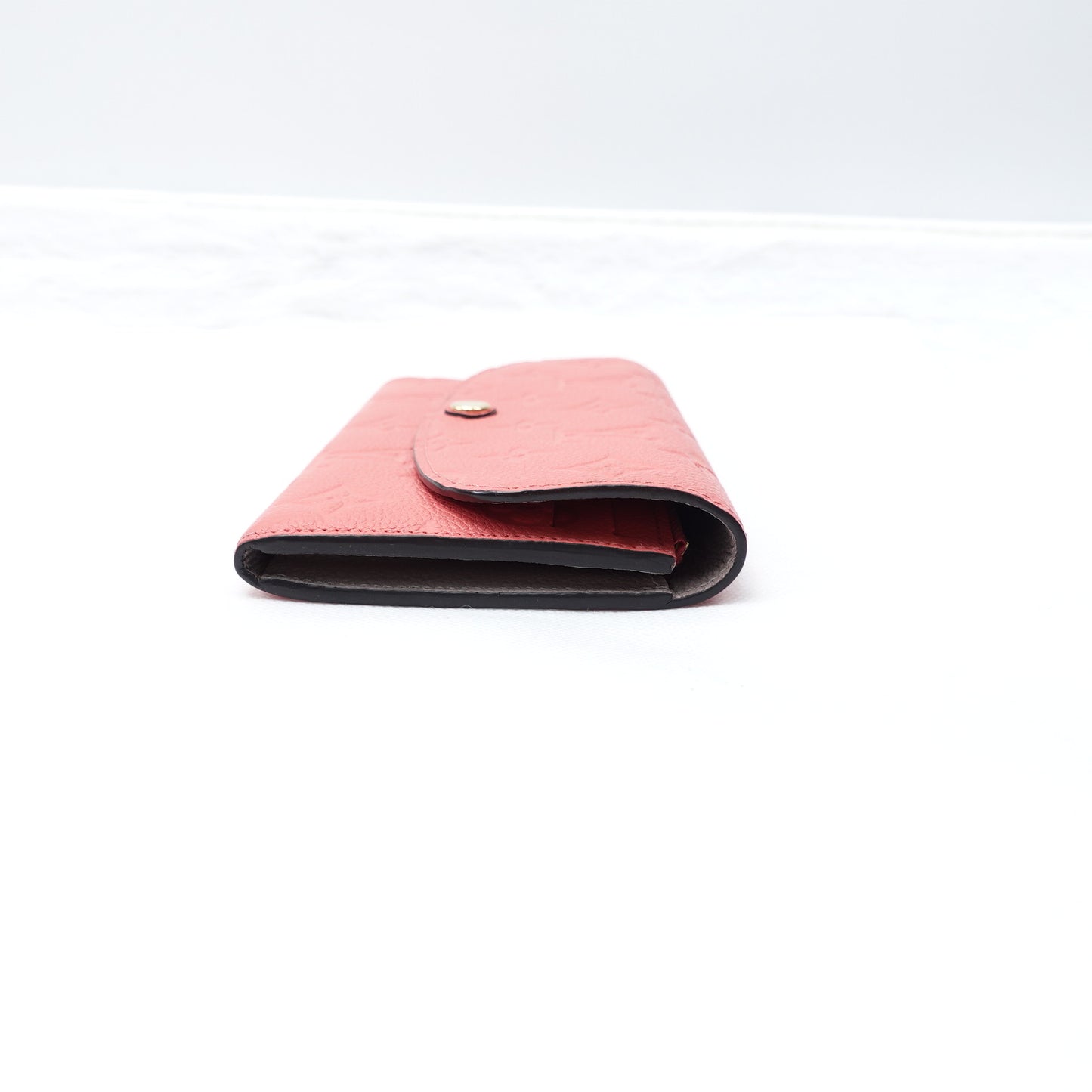 Pre-owned Louis Vuitton Emilie Peach Pink Calfskin Wallet