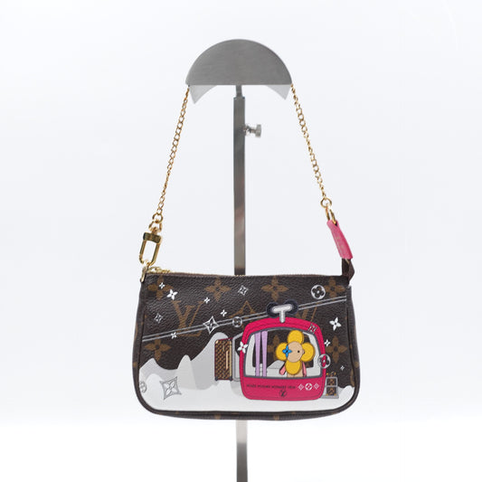 Pre-owned Louis Vuitton Pochette Mini Vivinne Print Monogram Coated Canvas Wristlet