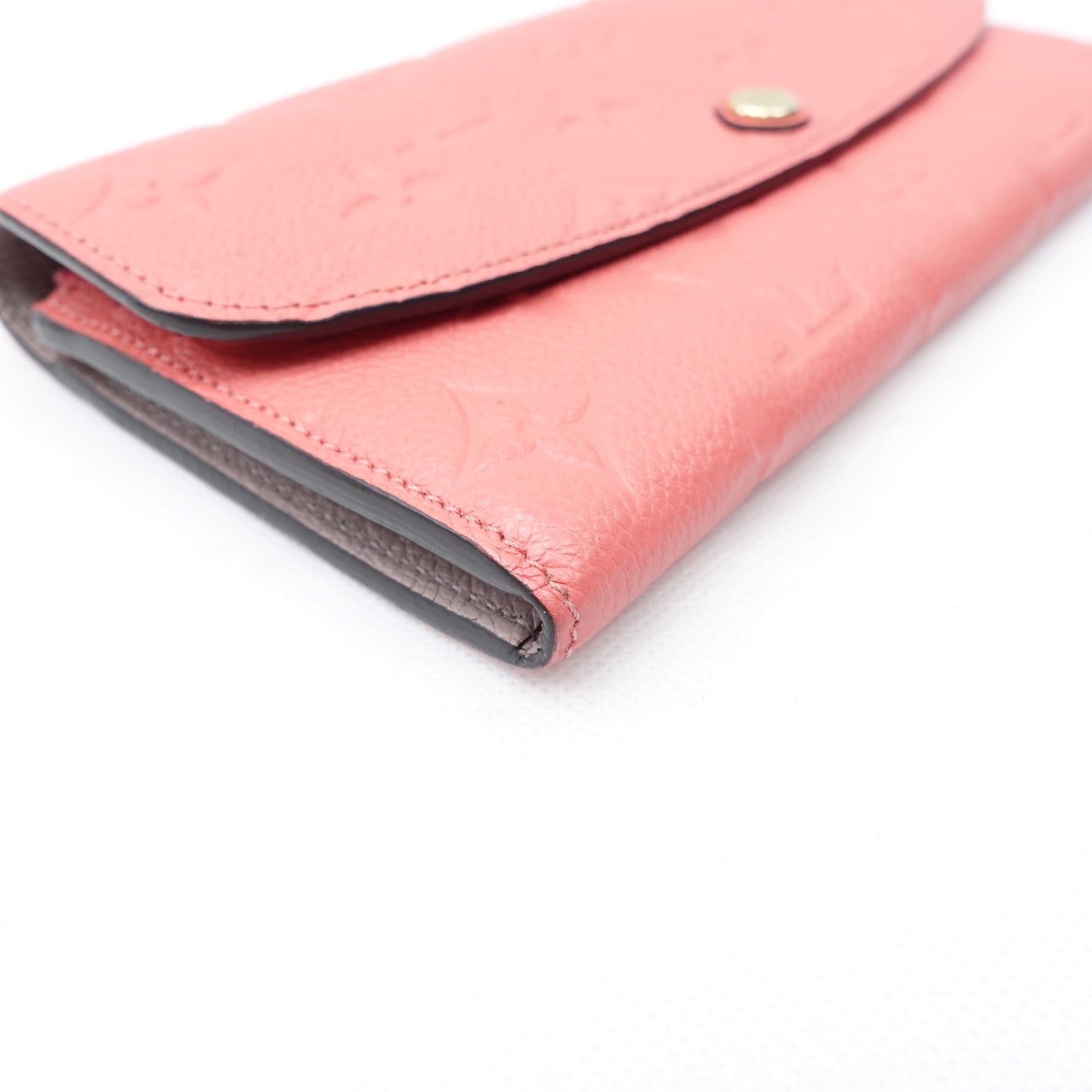 Pre-owned Louis Vuitton Emilie Peach Pink Calfskin Wallet