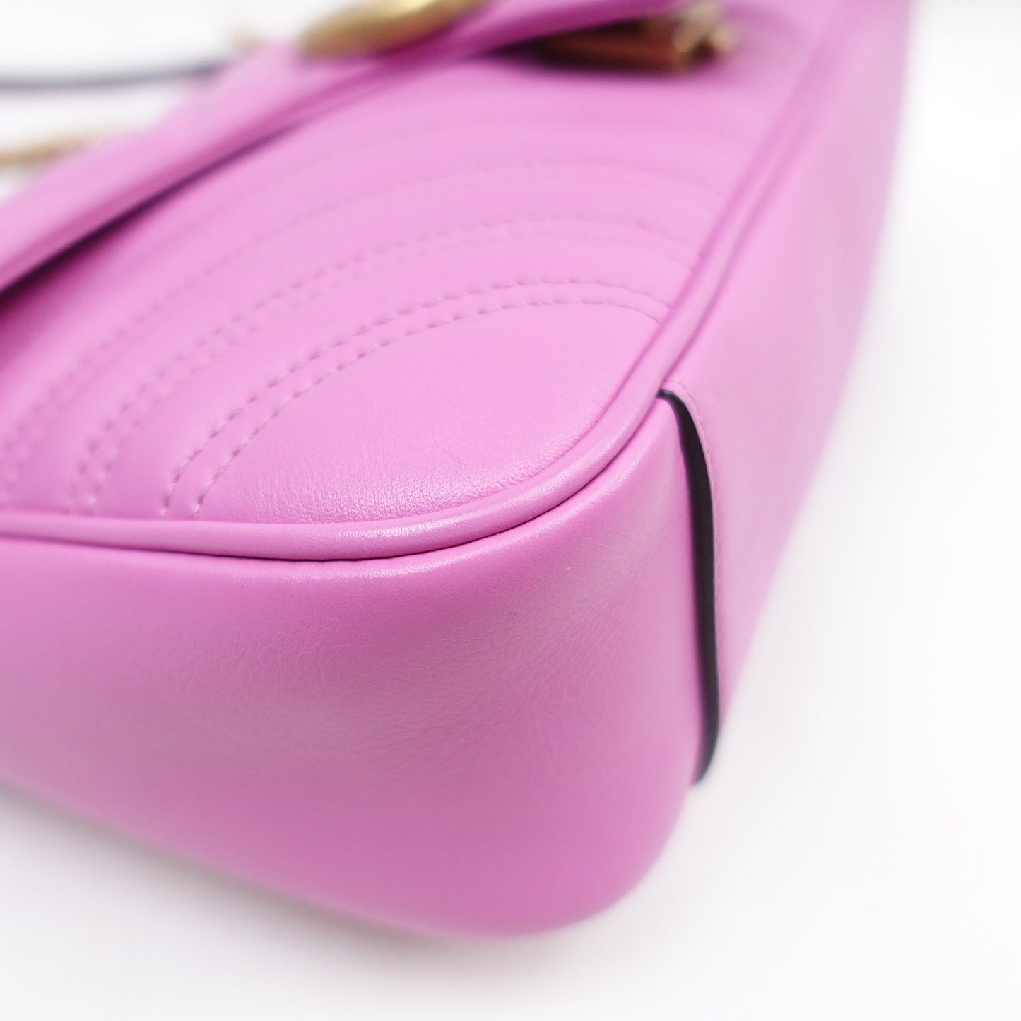 Pre-owned Gucci Marmont Purple Calfskin Shoulder Bag T10301492