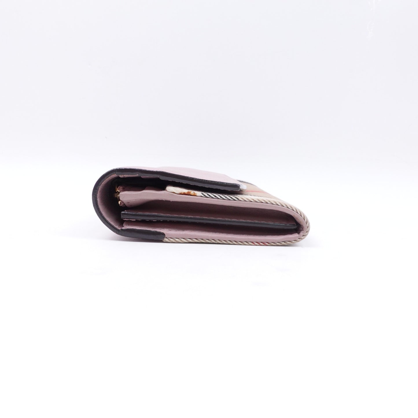 Pre-owed Burberry Pink Calfskin Long Wallet