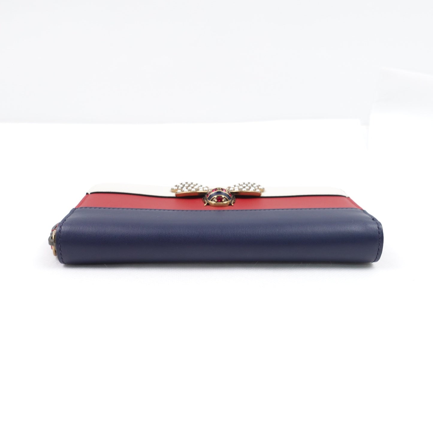 Pre-owned Gucci Queen Margaret Red&Blue Calfskin Long Wallet