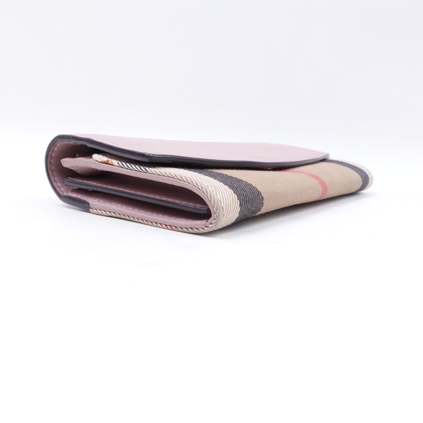 Pre-owed Burberry Pink Calfskin Long Wallet