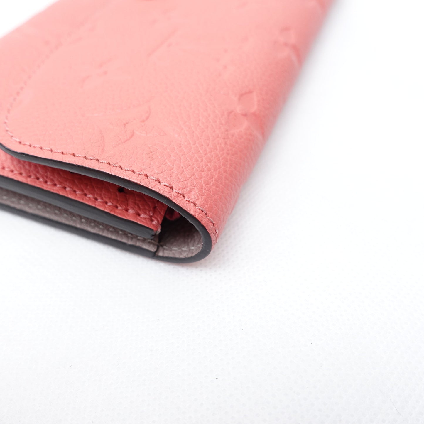 Pre-owned Louis Vuitton Emilie Peach Pink Calfskin Wallet