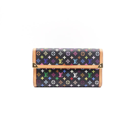 Pre-owned Louis Vuitton Murakami Porte Monnaie Bie Cult Black Coated Canvas Long Wallet