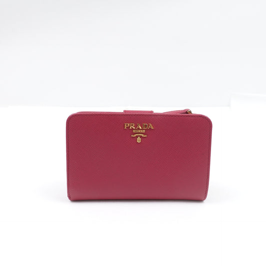 Pre-owned Prada Pink Saffiano Wallet