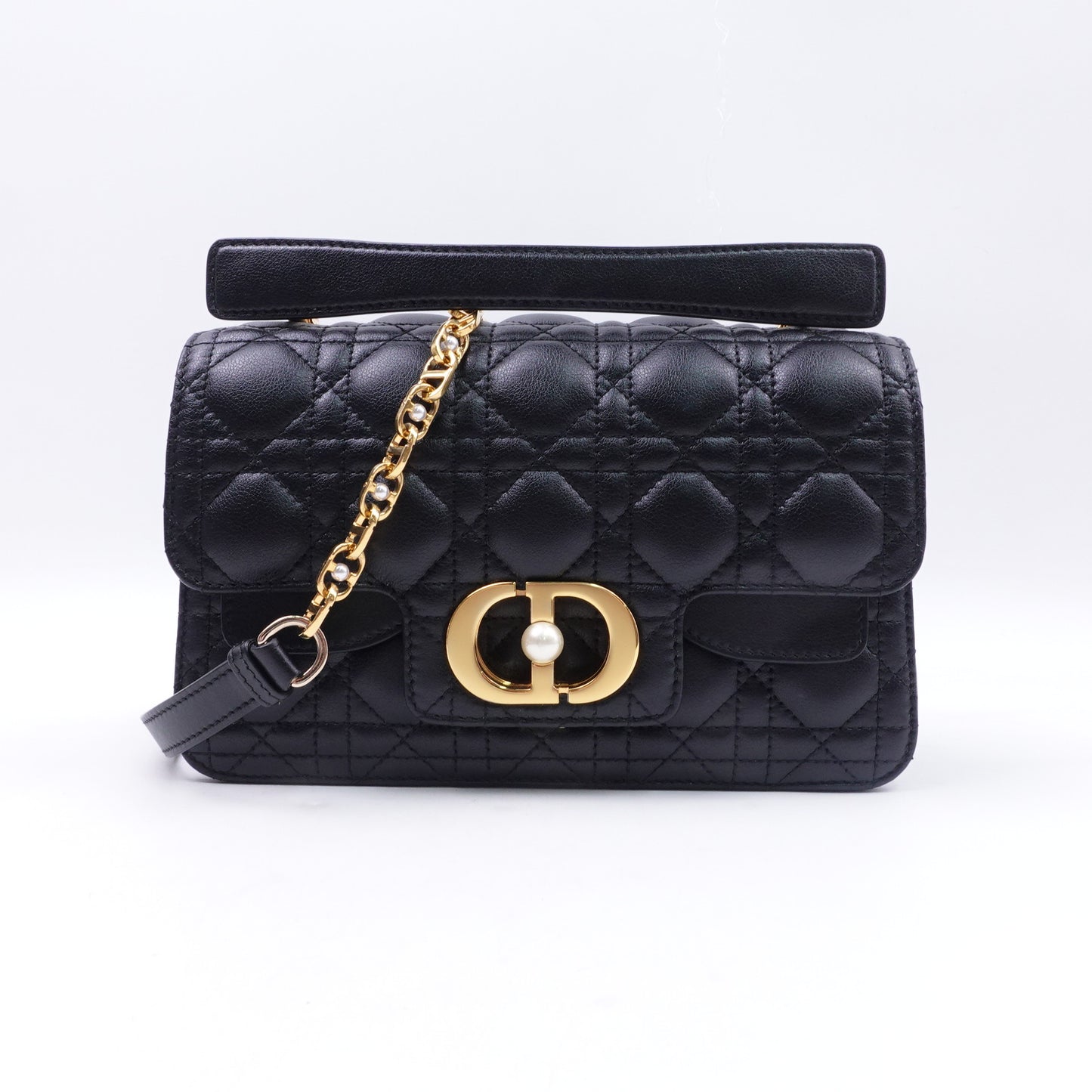 Pre-owned Dior Caro Black Calfskin Shoulder Bag