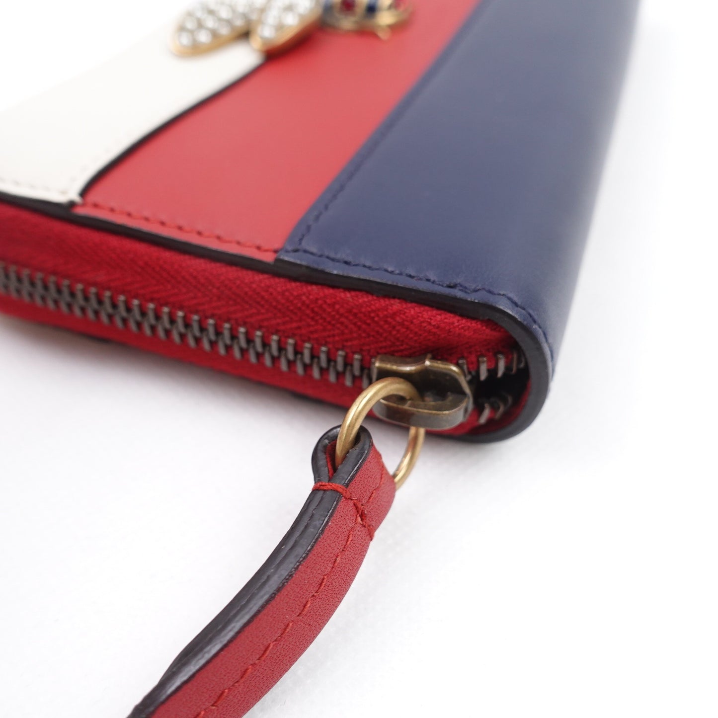 Pre-owned Gucci Queen Margaret Red&Blue Calfskin Long Wallet