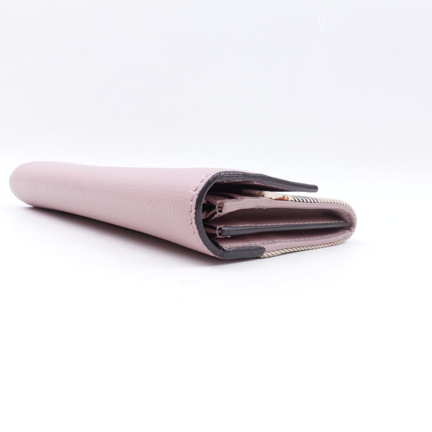 Pre-owed Burberry Pink Calfskin Long Wallet