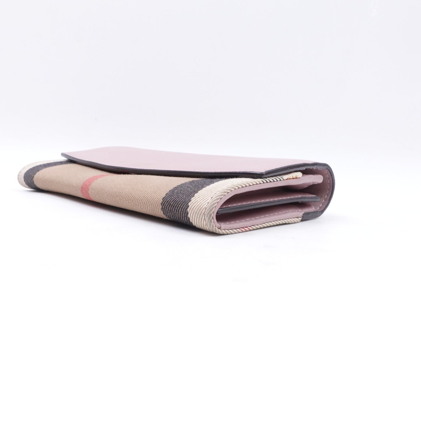 Pre-owed Burberry Pink Calfskin Long Wallet