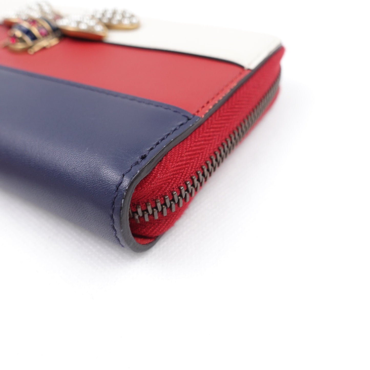 Pre-owned Gucci Queen Margaret Red&Blue Calfskin Long Wallet