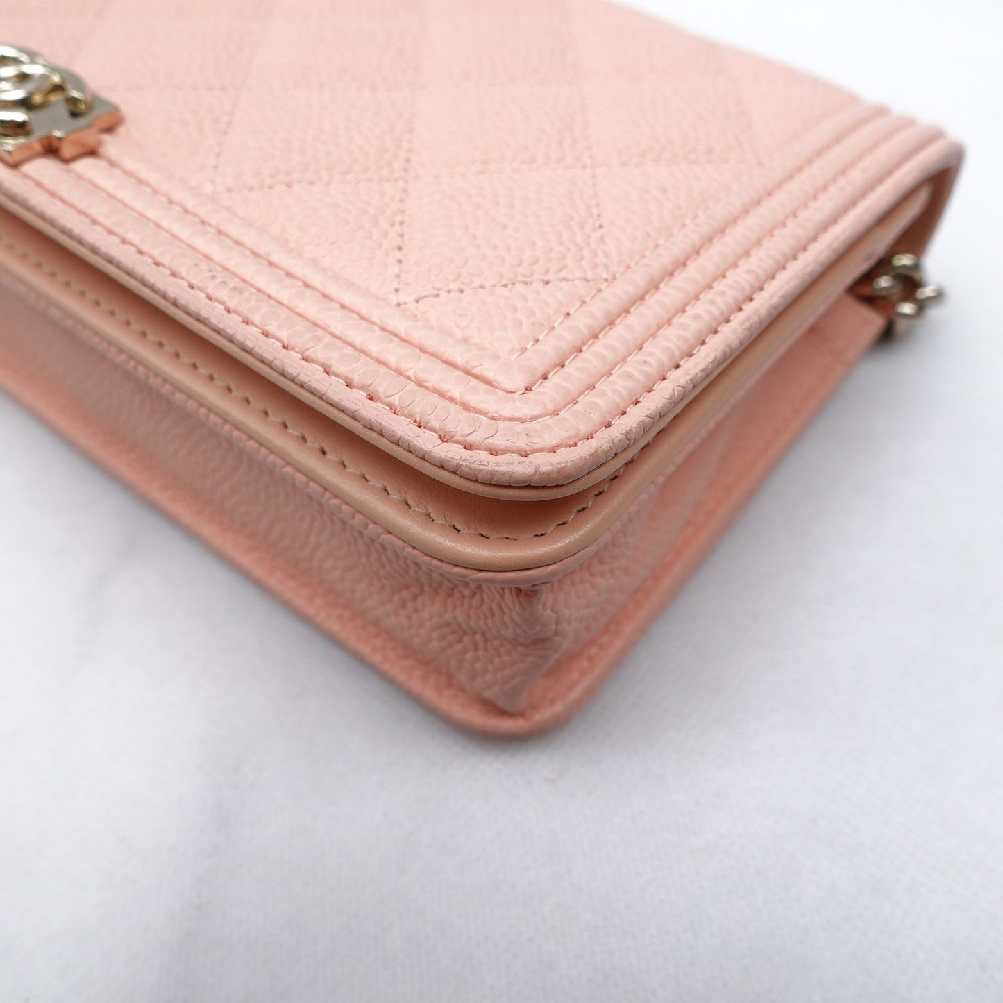 Pre-owned Chanel Leboy Samll Nude Caviar Calfskin Shoulder Bag