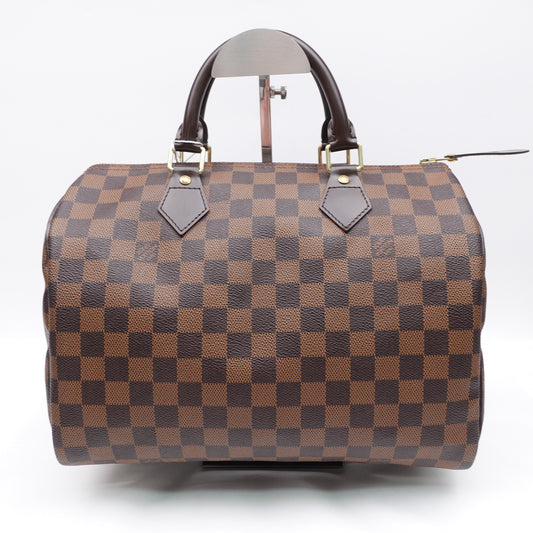 Pre-owned Louis Vuitton Speedy Damier Ebene Coated Canvas Tote