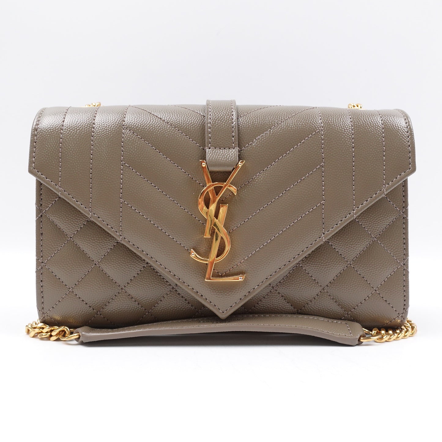 Pre-owned Saint Laurent Envelope Sage Calfskin Shoulder Bag