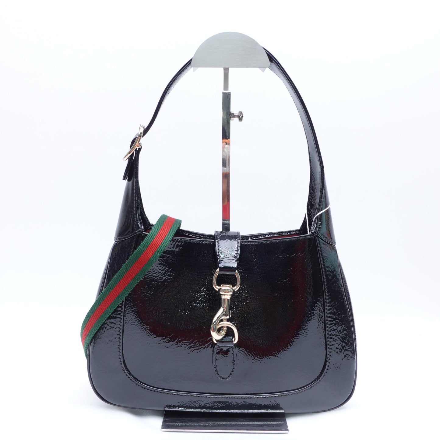 Pre-Owned Gucci Jackie 1961 Hobo Black Patent Leather Shoulder Bag