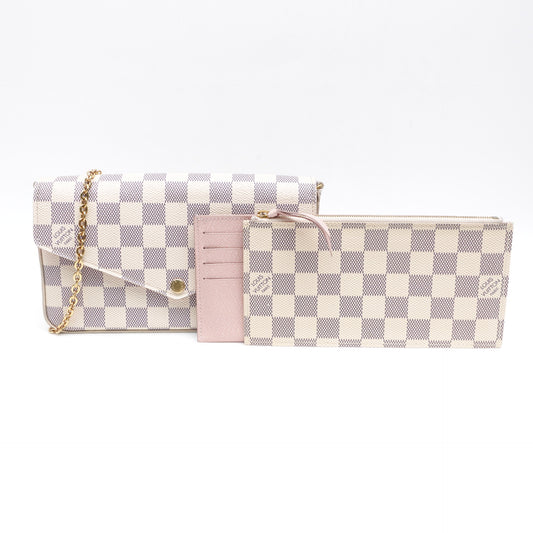 Pre-owned Louis Vuitton Felicie Damier Azur Coated Canvas Crossbody Bag