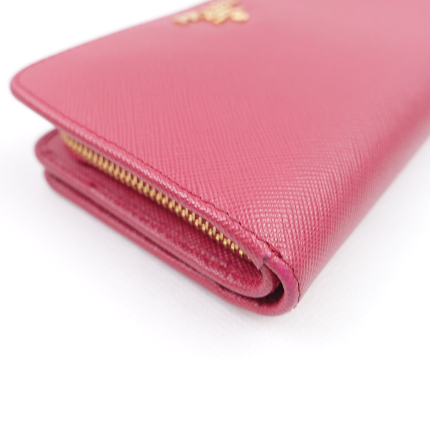 Pre-owned Prada Pink Saffiano Wallet