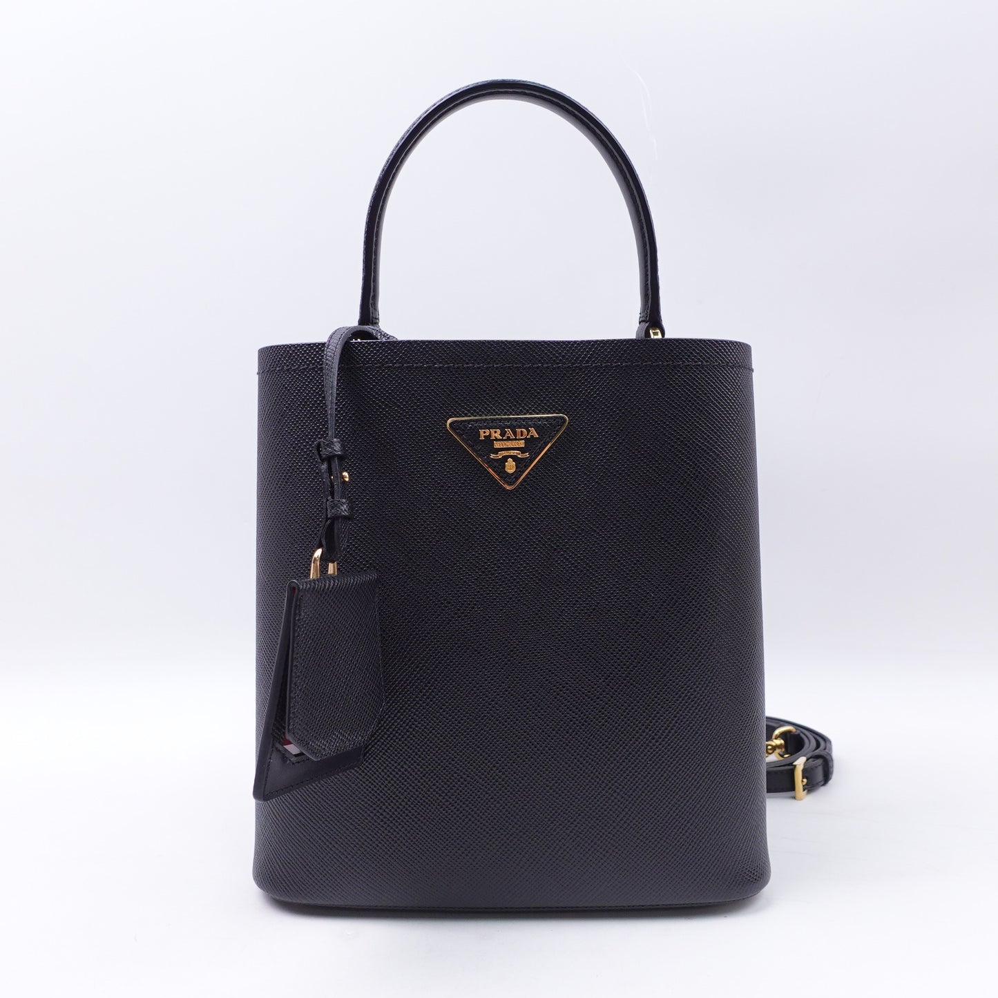 Pre-owned Prada Panier Black Saffiano Shoulder Bag