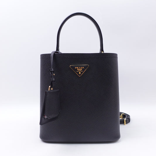 Pre-owned Prada Panier Black Saffiano Shoulder Bag