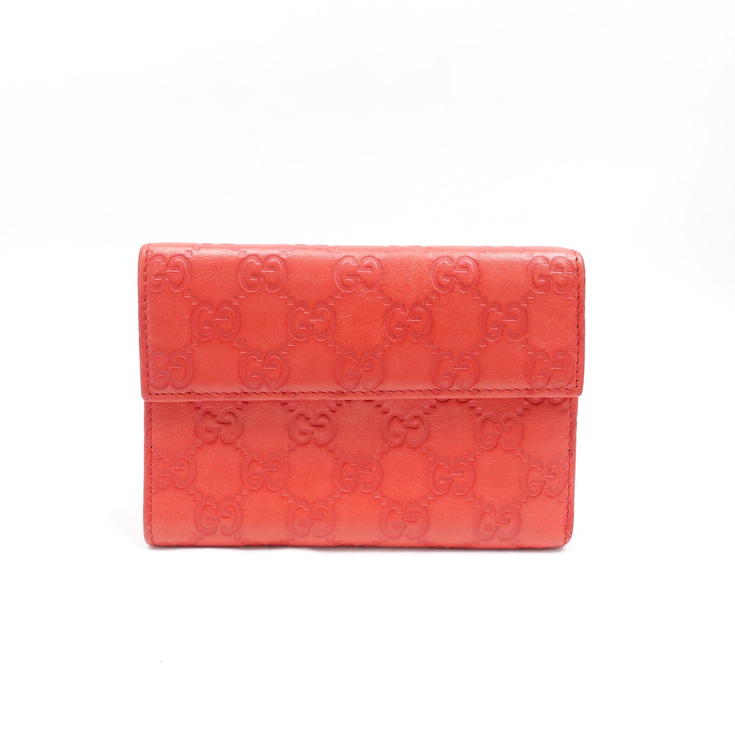 Pre-owned Gucci Inprint Red Calfskin Short Wallet