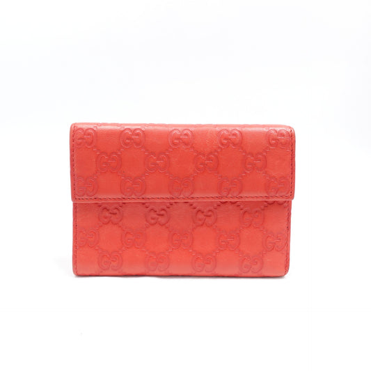 Pre-owned Gucci Inprint Red Calfskin Short Wallet