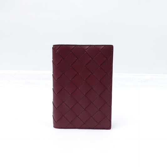 Pre-owned Bottega Veneta Burgundy Lambskin Passport Holder