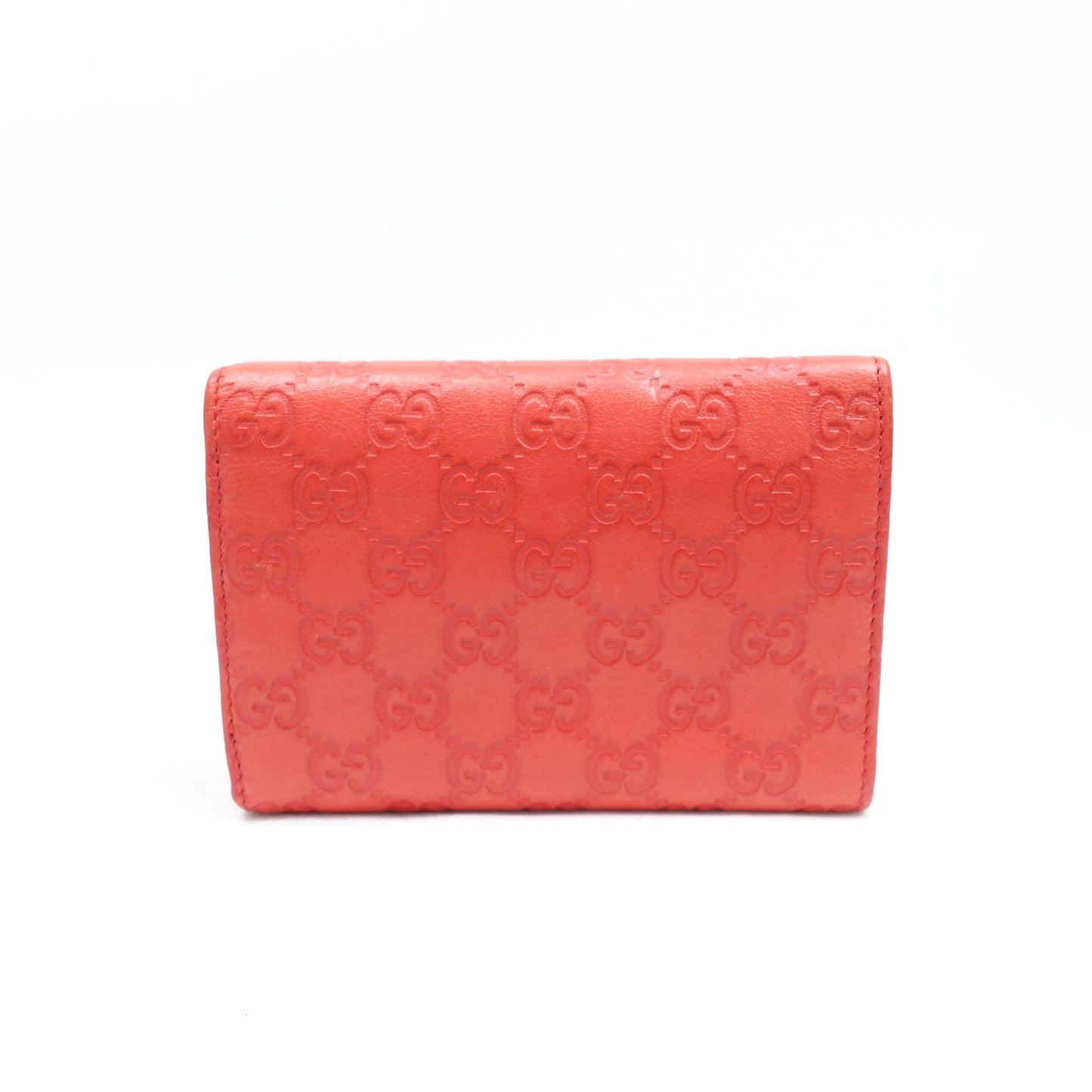 Pre-owned Gucci Inprint Red Calfskin Short Wallet