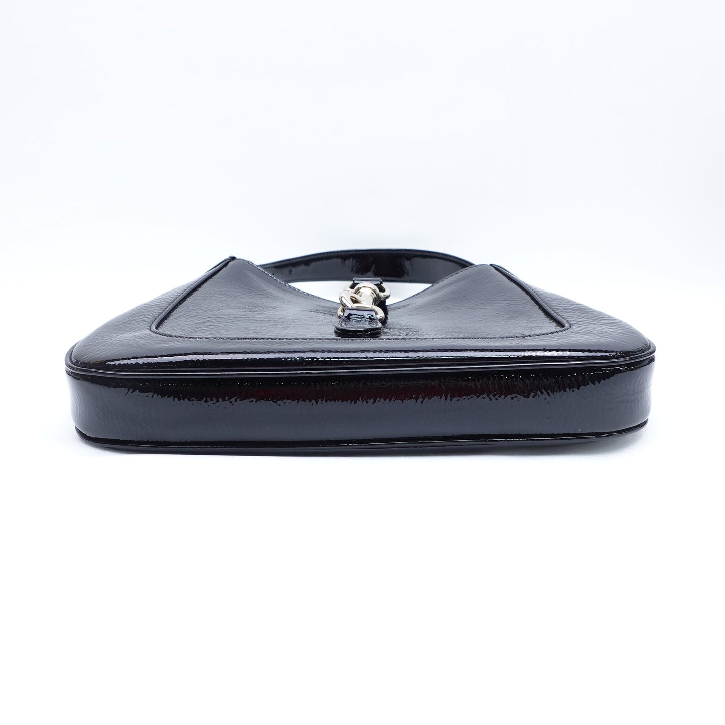 Pre-Owned Gucci Jackie 1961 Hobo Black Patent Leather Shoulder Bag