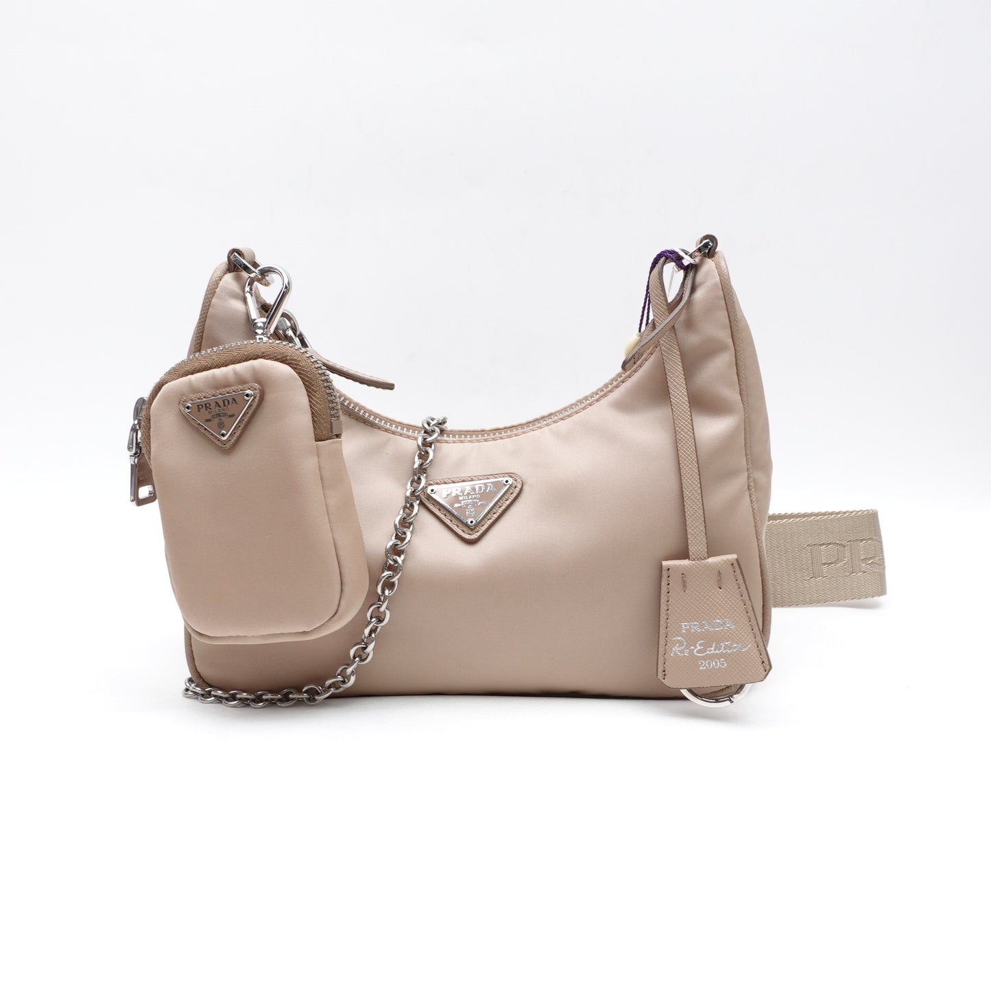 Pre-owned Prada Re-Edition Milktea Color Nylon Cross Body Bag