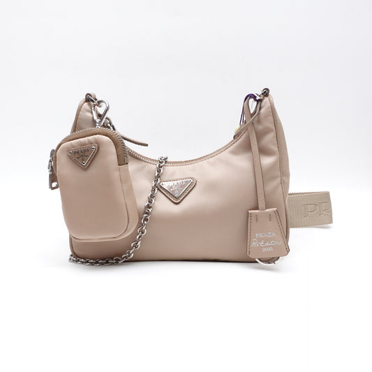 Pre-owned Prada Re-Edition Milktea Color Nylon Cross Body Bag