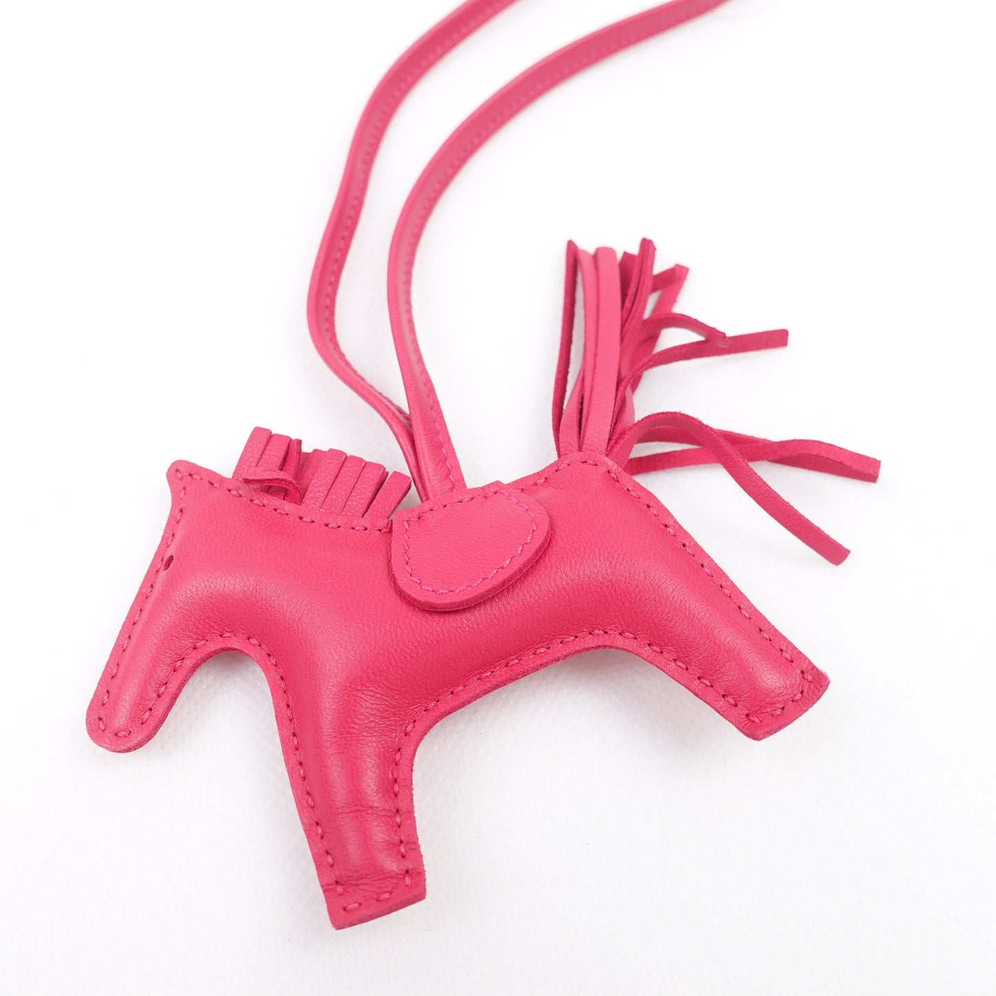 Pre-owned Hermes Fuchsia Pink Calfskin Rodeo Bag Charm