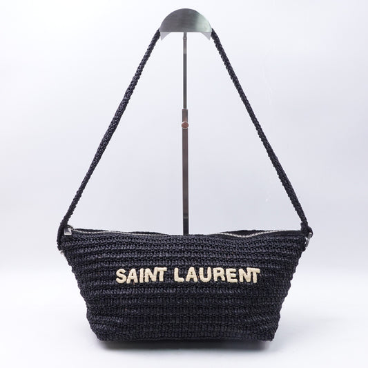 [DEAL]Pre-owned Saint Laurent Black Raffia Shoulder Bag