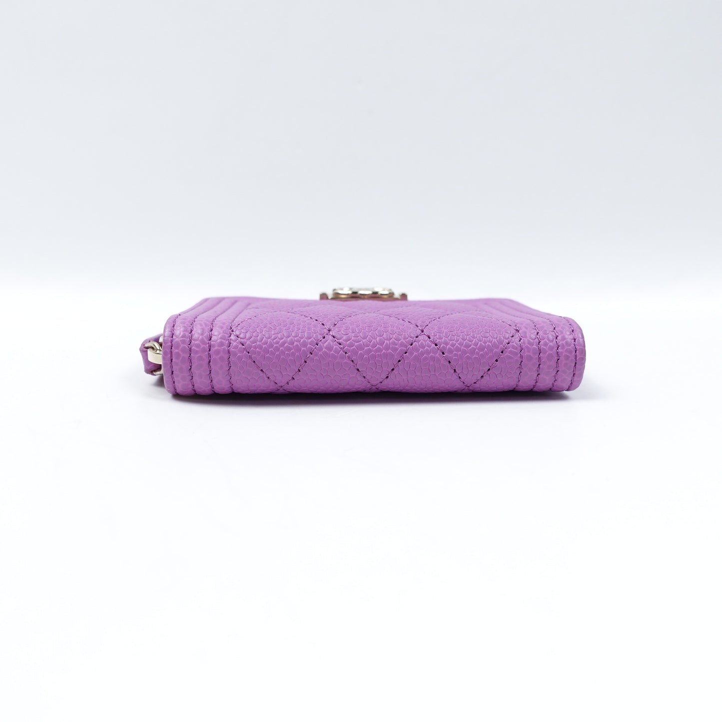 Pre-owned Chanel Leboy Purple Caviar Card Holder