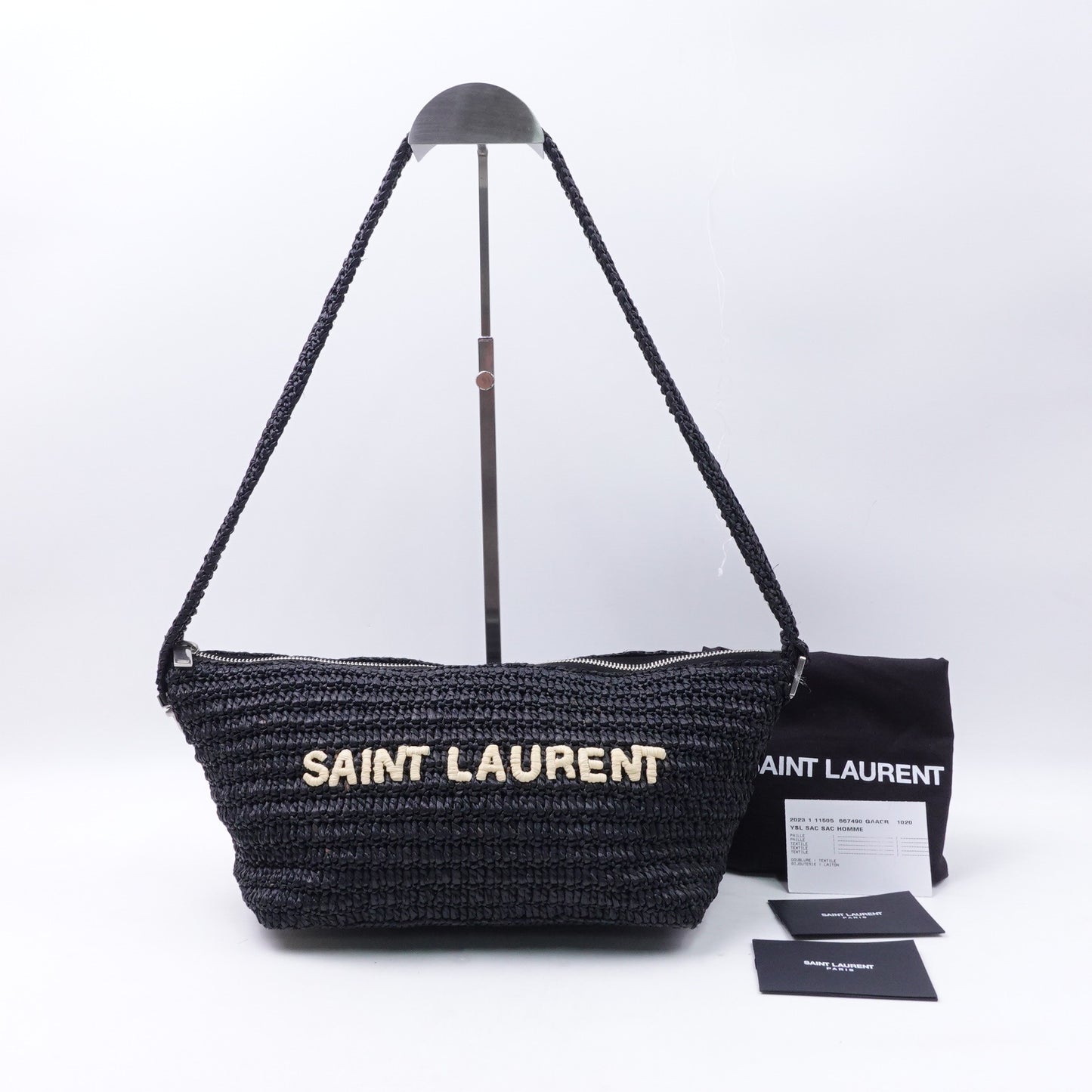 [DEAL]Pre-owned Saint Laurent Black Raffia Shoulder Bag
