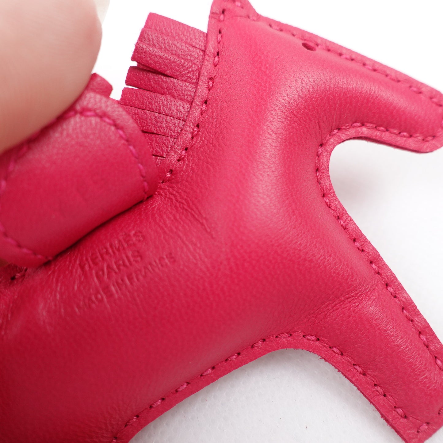 Pre-owned Hermes Fuchsia Pink Calfskin Rodeo Bag Charm