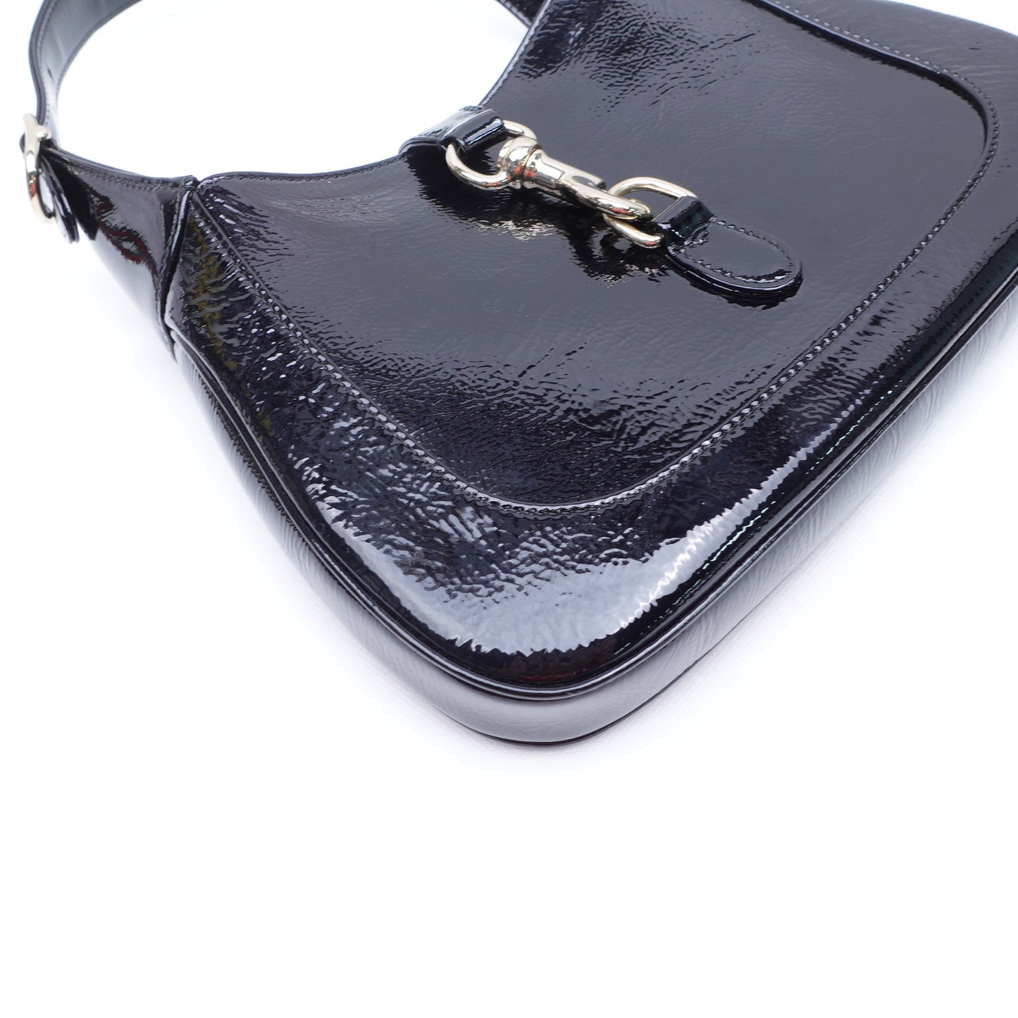 Pre-Owned Gucci Jackie 1961 Hobo Black Patent Leather Shoulder Bag