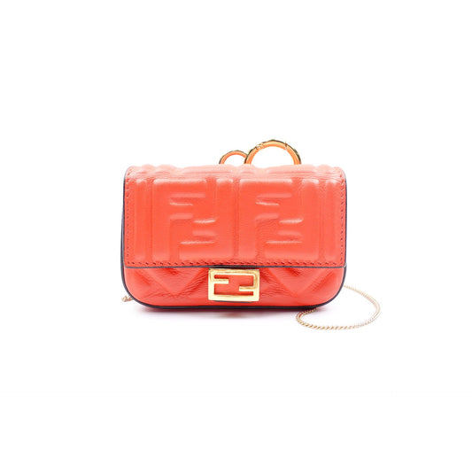 Pre-owned Fendi Baguette Super Mini Red Calfskin Shoulder Bag